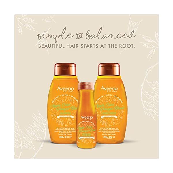 Aveeno-Apple-Cider-Vinegar-Sulfate-Free-Shampoo-for-Balance-High-Shine-Daily-Clarifying-Soothing-Scalp-Shampoo-for-Oily-or-Dull-Hair-Paraben-Dye-Free-12-Fl-Oz Aveeno Scalp Soothing Shampoo, Apple Cider Vinegar Blend, 12 Fl Oz