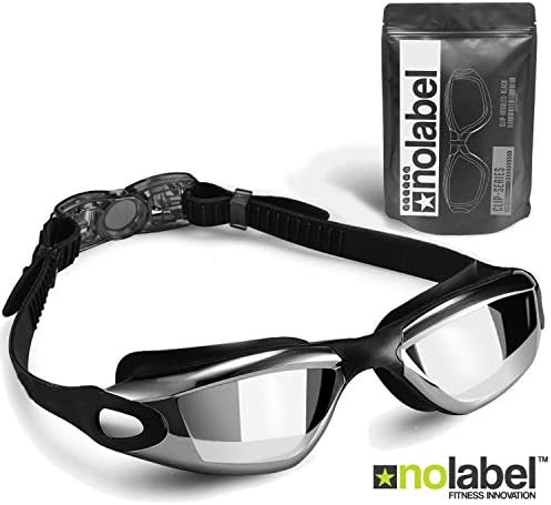 NO LABEL Swimming Goggles - Anti Fog Swim Goggles With UV Protection - Easy Clip Swimming Goggle System - Mens Goggles & Womens Goggles