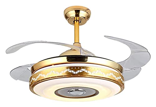 Ventilateur de plafond rond à LED télécommandé et pales rétractables - 2