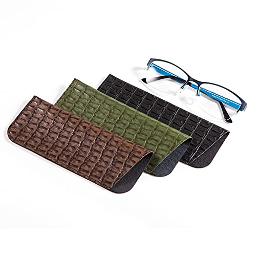 Image of TRIUMPH VISION 3 Pack Reading Glasses Pouch Soft Case Eyeglass Sleeve Slim | Alternative to Bulky Case in bag, Lightweight Lined Padded Protect Optical lens Slip in, Cute Pattern Portable for Daily Use