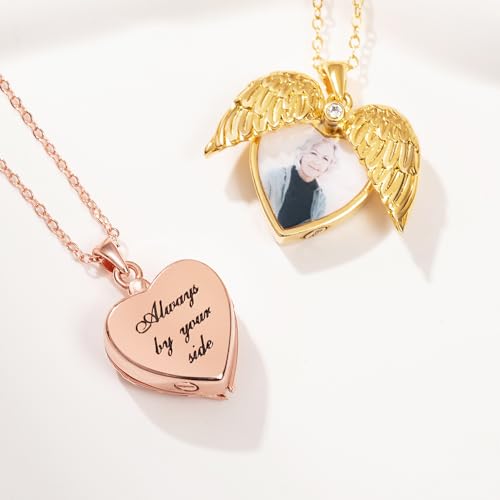 AILIN Custom Photo Angel Wing Urn Necklace for Ashes For Loved One Pet Dog Cat 925 Sterling Silver/Brass Peronalized Picture and Back Engraving Cremation Jewelry Memorial Keepsake Gifts For Women3