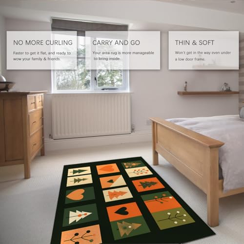 Tapis Noël nordiques géométriques 120x180 cm lavable vert - 5