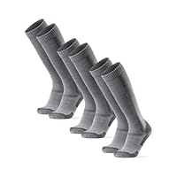 DANISH ENDURANCE Calcetines Antiampollas Senderismo de Lana Merino Hasta la Rodilla, Unisex Gris Claro 43-47