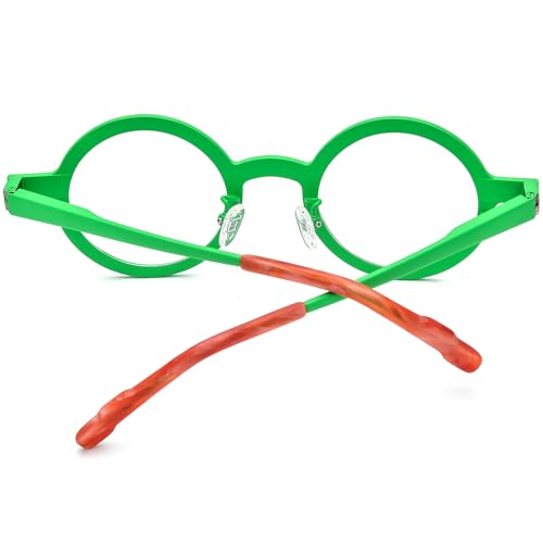 Image of FONEX Colorful Pure Titanium Glasses Frame Women Retro Round Eyeglasses
