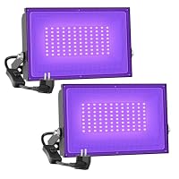 Onforu 2 er 50W LED UV Strahler, Schwarzlicht Strahler mit Stecker, IP66 Wasserdicht Schwarzlichtlampe, UV Licht mit Schalter, Fluoreszenz Neonfarben, UV Lampe für Deko, Party, Disco, Poster, Bühnen