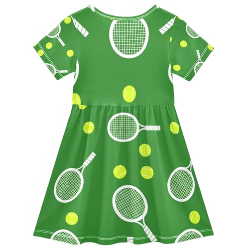 Tennis Rackets Balls Green Toddler Girls' Dresses Summer Clothes Kids Spring Dresses Little Girl Dress 2t2