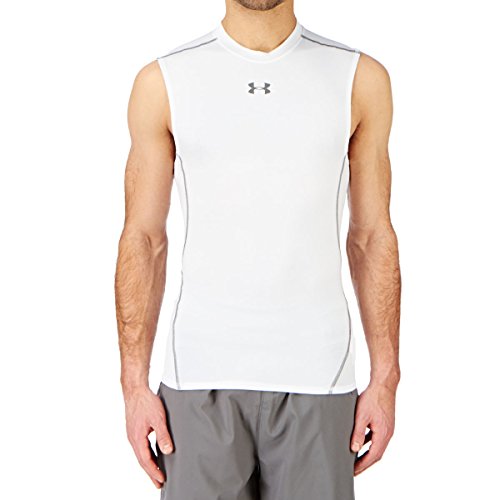 Under Armour Men's UA HeatGear Armour Sleeveless Compression Shirt MD White