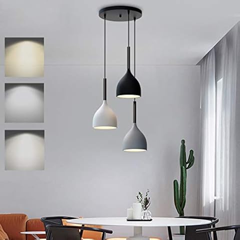 LED Pendant Lamp Wood Dimmable Pendant Light 3-Lampe Dining Table Lamp Hanging Lamp Modern Minimalism Design Hanging Light Height Adjustable Dining Room Study Living Room Chandelier Kitchen Lamp 15W Cover