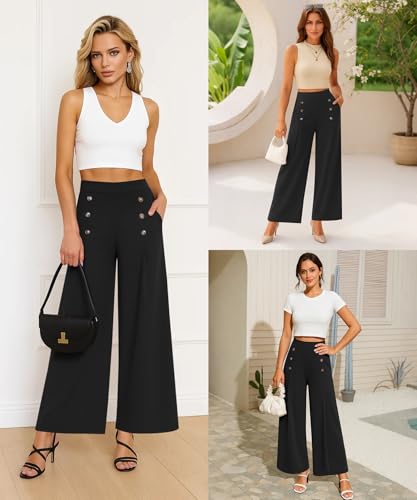 KUOTAI Womens Baggy Wide Leg Pants High Waisted Lounge Casual Loose Palazzo Trousers with Pockets2