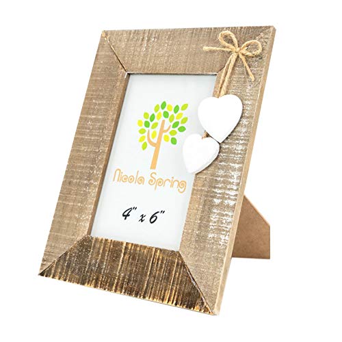 Nicola Spring Marco para Fotos de 10 x 15 - De Pared - con Corazones Blancos - Madera Cover