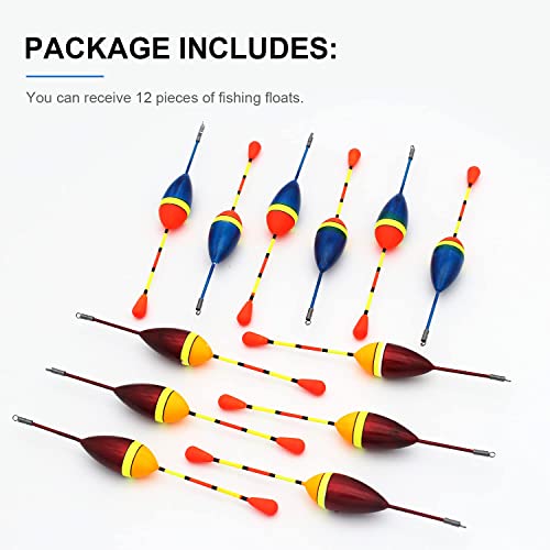 Proximitck 12 Pcs Fishing Floats Fishing Bobbers Balsa Cork Wood Floats Oval Stick Floats Slip Bobbers for Fishing Tackle Accessories for Trout Bass Fishing - Thumbnail 3