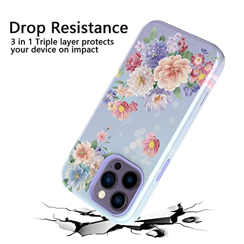 Coque iPhone 14 Pro Max antichoc en marbre rigide floral