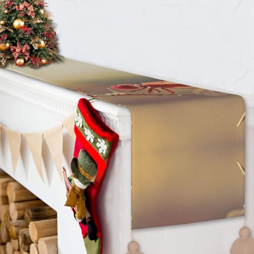 Chemin de table lin antitache libellule rouge table mariage automne - 7