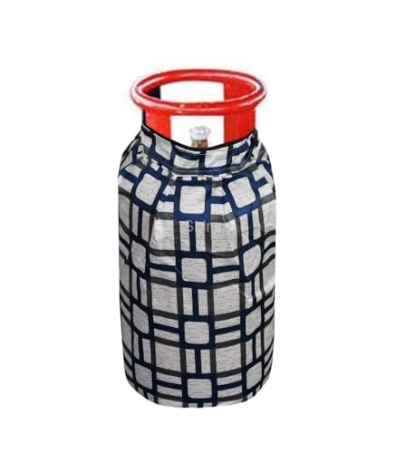 Image of Woah Cotton DustProof and Dustproof LPG Gas Cylinder Cover| Top Design Stain| Dust| DustProof PVC LPG Gas Cylinder Cover, Polyester Gas Tank Cover Fits StandardG (Pack of 1, Blue Block)