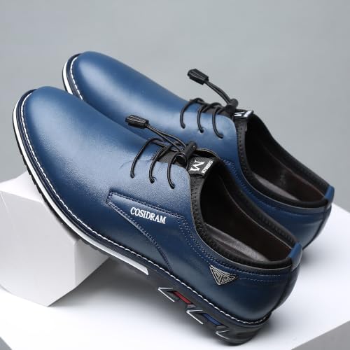 Image of COSIDRAM Mens Business Dress Shoes Casual Slip-on Comfort Walking Shoes | Practical elastic quick-lace design, sleek upper silhouette, easy to match jeans and trousers for business casual daily looks