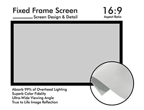 Image of Big VUE 150 Inches Fixed Frame Projector Screen 16:9 Diagonal Active 3D 4K Ultra Hd Projector Screen for Classroom, Office & Home Theater (150 Inch, High Contrast Alr)