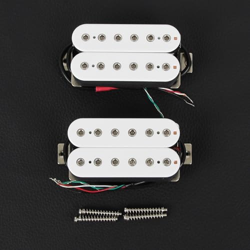 FLEOR Neck+Bridge Pickup Set Ceramic Double Coil Humbucker Pickups for Electric Guitar Pickup Replacement-White - Thumbnail 3