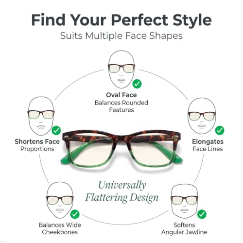 Image of Eyekepper Blue Light Filter Reading Glasses - Reduce Eye Strain Computer Readers - Tortoise /Green 2.25