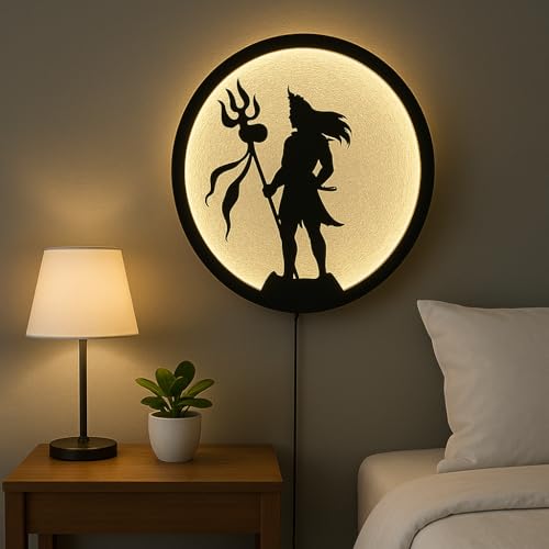 Image of Shiva LED Backlit Wall Lamp Room Decor | Moon Wall Lights for Home Decoration | Wall Lamps for Bedroom & Living Room | No Adapter Required