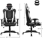 POWERSTONE Chaise de jeu, inclinateur de jeu avec accoudoirs réglables Massage Lombaire Oreiller Large Coussin Bureau ergonomique chaise informatique pour adultes, blanc