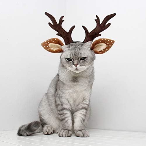 POPETPOP Dog Christmas Headband Reindeer Antlers Headwear Xmas Party Cosplay Puppy Costume Hairs Grooming Cap (Size S)