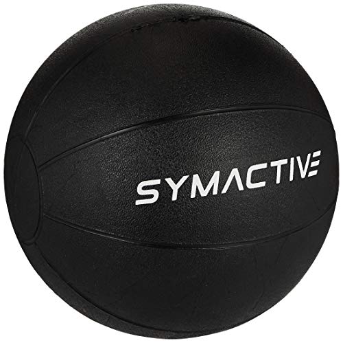 Image of AmazonBasics 13mm Extra Thick Yoga and Exercise Mat with Carrying Strap, Steel and Amazon Brand - Symactive Medicine Ball, 4kg Combo