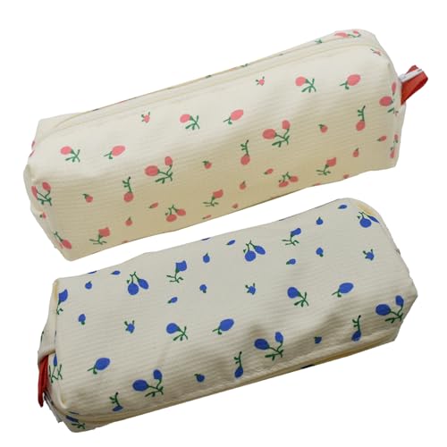 Image of Lopenel 2 PCS Cute Pencil Case Floral Pencil Pouch Bag Floral Pen Holder Storage Cosmetic Makeup Bag for Women At Home (2 Soft Cotton)
