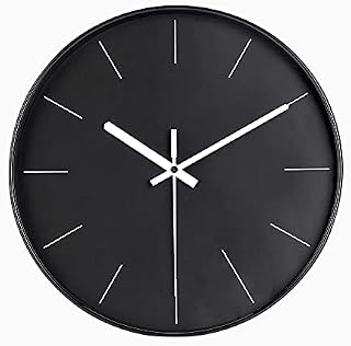 DIYZON Minimalist Wall Clock, 12'' Modern Luxury Silent Clock, No Ticking Quartz Movement, Battery Powered Wall Clock, Easy to Read, Decorating Bedroom Kitchen School Office (Black)