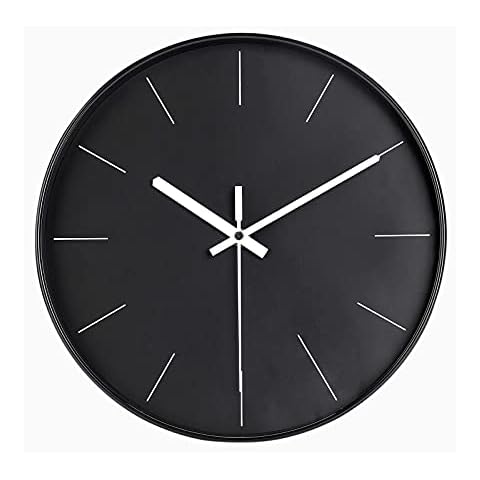 DIYZON Minimalist Wall Clock, 12'' Modern Luxury Silent Clock, No Ticking Quartz Movement, Battery Powered Wall Clock, Easy to Read, Decorating Bedroom Kitchen School Office (Black) Cover