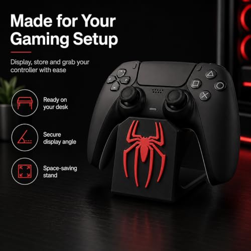 Image of Item Name: Gaming Controller Stand - Universal Display Holder for PS5, Xbox & Switch Controllers | Spider-Themed Design | Desk Organizer for Gamers