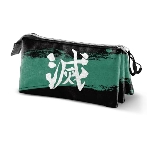 Demon Slayer Sutoriku-Estuche Portatodo Triple, Multicolor, 23 x 11 cm