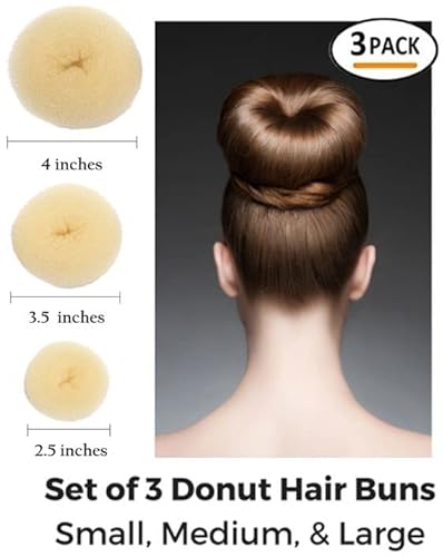 Styla Hair Donut Hair Bun Maker For Kids, Ballet Buns Maker For Kids, Sock Bun Hair Maker, Donut Bun Maker Hair, Easy Bun Hair Bun Maker, Hair Donut Bun Maker (3Pc Blonde) #TOP2