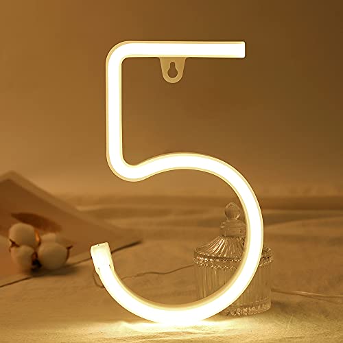 Light Up Led Neon Letters Sign Wall Decorative Neon Lights Warm White Pink Blue Alphabet Marquee Letter A To Z & 0 To 9 (Warm White) (5) #TOP1