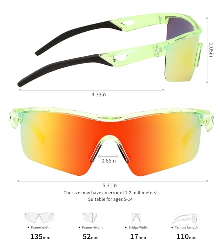 Image of FEISEDY Kids Teens Baseball Polarized Sunglasses Sports TR90 Frame Boys Girls Cycling B2454