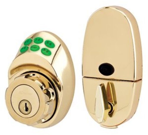 New Arrivals Master Lock Keyed Entry Door Lock, Nightwatch Single Cylinder Deadbolt with Electronic Keypad, Polished Brass Lock, DSKP0603PD