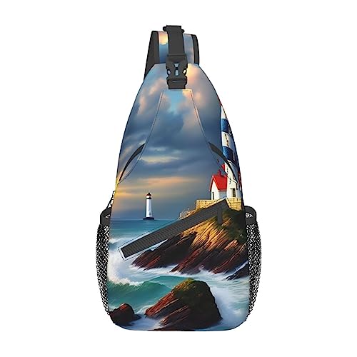 Sac à dos sling noir imprimé phare pour vos sorties urbaines et escapades