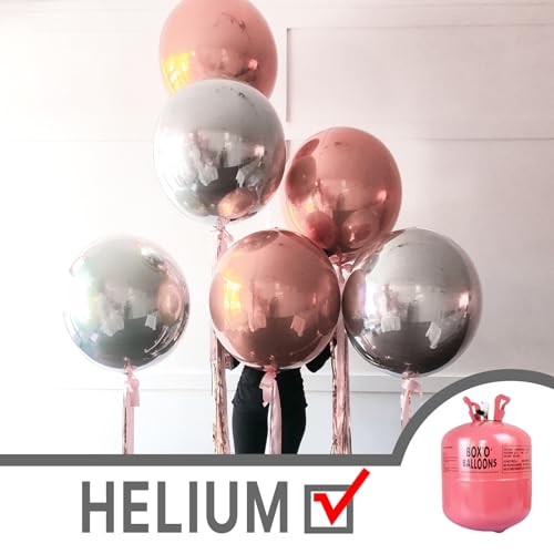 Image of PartyWoo Metallic Silver Large Round Giant Foil 4D Balloons 6pcs 22 Inch
