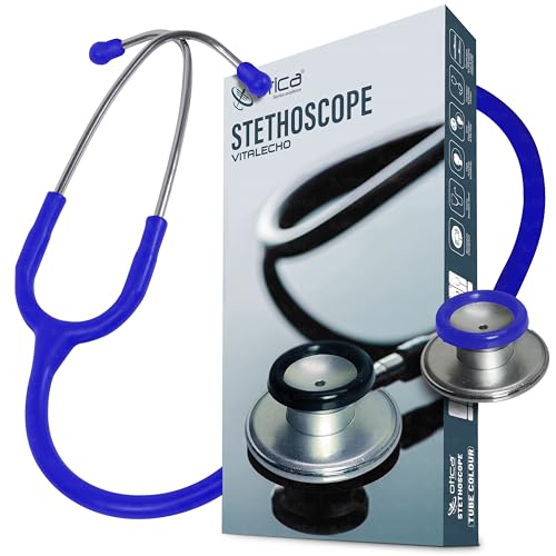 Image of OTICA Acoustic Lightweight Stethoscope for Doctors, Nurses, Students, Home Health Use, Adult, Dual Head, Aluminum Chestpiece (Blue)