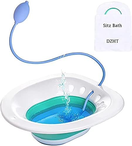 DZHT Sitz Bath for Toilet Seat, Hemorrhoids Postpartum Care Basin, Sitz Baths Foldable with Flusher Pregnant Women Yoni Steam Seat, Soaking Basin Ues for Inflammation Treatment, Fits Universal Toilet