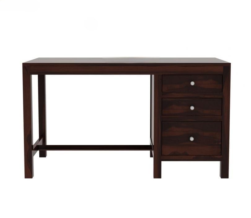 Image of sheesham Wood Study Table and Computer Table for Students and Adults with Storage (134.6D x 61W x 76.2H Centimeters) (Walnut)