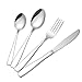 Asking Juego de cubiertos de 24 piezas, servicio de juego de cubiertos de acero inoxidable para 6, incluye cuchillo, cuchara, tenedor, pulido a espejo