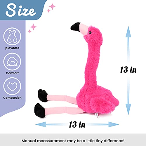 Hopearl Sprechender Flamingo Wiederholt Gesagtes Drehend Elektrisch Interaktiv Animiertes Spielzeug Sprechendes Plüschtier Geschenk für Kleinkinder Geburtstagsfest Urlaub, Rosa, 33 cm