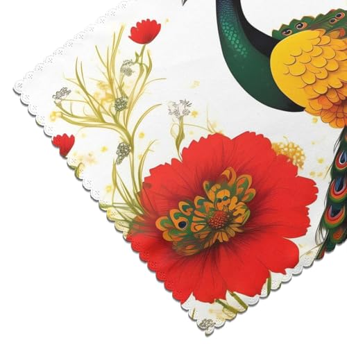 Set de table paon rouge chic de qualité hôtelière 30x45cm lavable