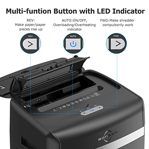 BONSEN 120-Sheet Auto Feed Paper Shredder High Security Micro Cut Shredders for Home Office Use/ 30 Minutes/Security Level P-4, 6-Gallon Bin (S3110)