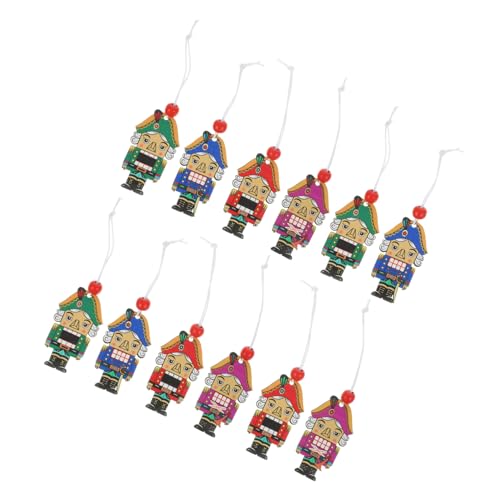 LOLIPPYY 12 Piezas Colgantes Cascanueces Soldado de Madera Coloridos Adornos Navideños Decoración para Hogar Fiesta Navidad