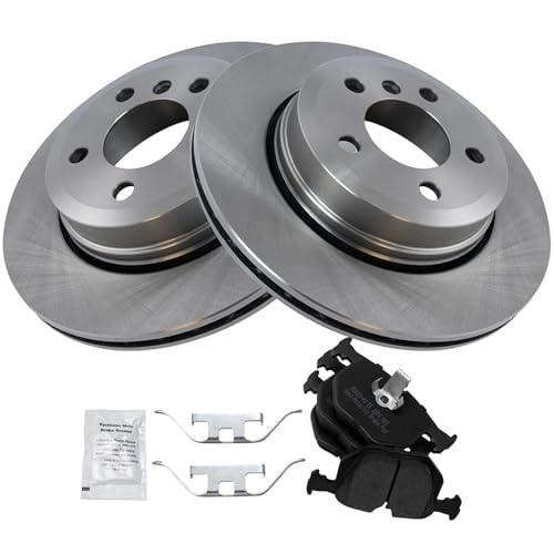 Image of TRQ Rear Brake Pad and Rotor Set Semi Metallic | For 2004-2010 BMW X3