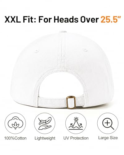 Image of XXL Baseball Cap For Big Heads, Soft Crown Washed Dad Hat, Oversized Denim Cap For Men Women Golf, Travel, Daily Wear