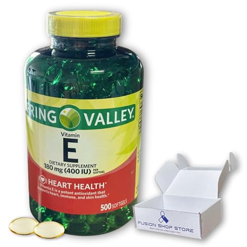 Vitamin E 400 iu 180mg softgels 500 ct, Hair Skin and Nails Vitamin (Pack of 1), Boxed by Fusion Shop Store