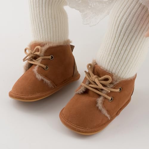 Image of Clowora Baby Boys Girls Shoes Non-Slip Rubber Sole Sneakers Infant First Walking Toddler Crib Shoes Newborn Loafers Flats. (13 /Brown,0-6 Months)