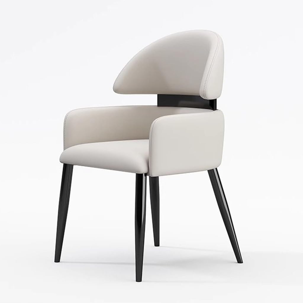 Chaise de salle à manger moderne en cuir gris avec pieds en métal